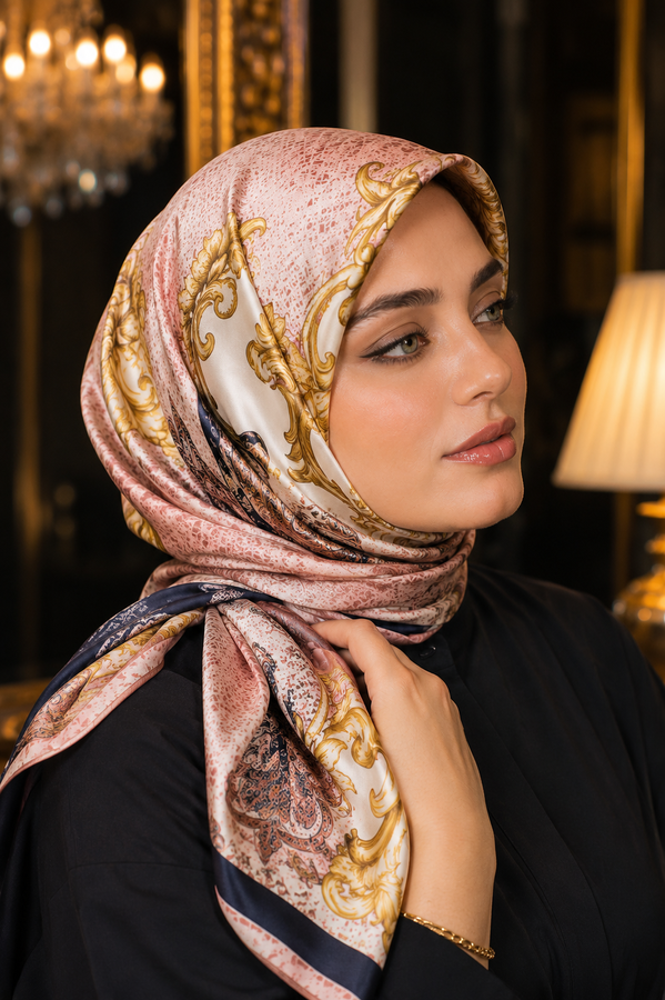 Ecn - Luxury Zincir Detaylı Eşarp Serisi Pembe
