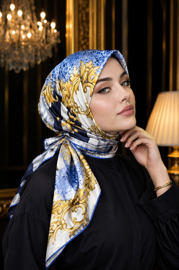 Ecn - Luxury Zincir Detaylı Eşarp Serisi Saks
