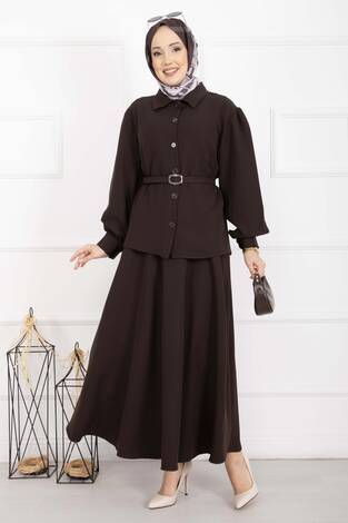 Marin Kemerli Etekli Takım Kahve - Thumbnail