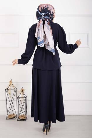 Marin Kemerli Etekli Takım Lacivert - Thumbnail