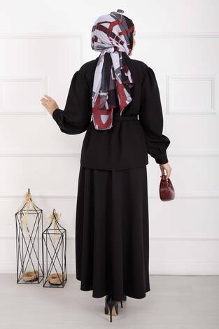 Marin Kemerli Etekli Takım Siyah - Thumbnail