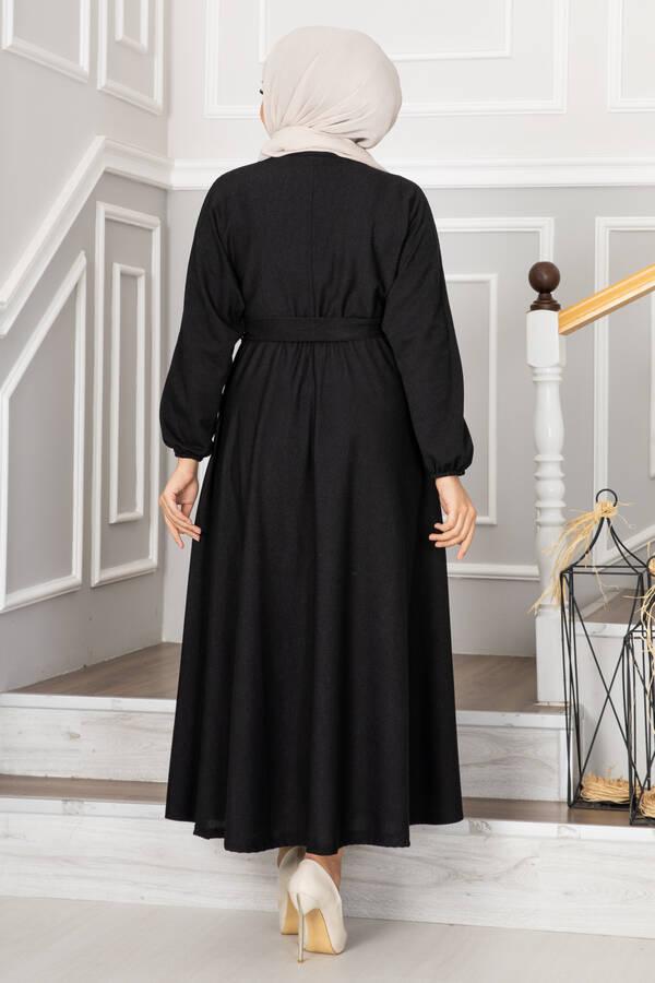 Marin Yarasa Kol Tesettür Elbise Siyah