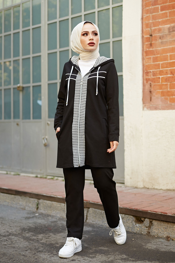  - MDI Dantel Detaylı Spor Takım 6324-1 Siyah