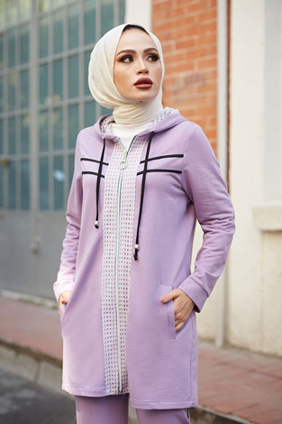 MDI Dantel Detaylı Spor Takım 6324-4 Lila - Thumbnail
