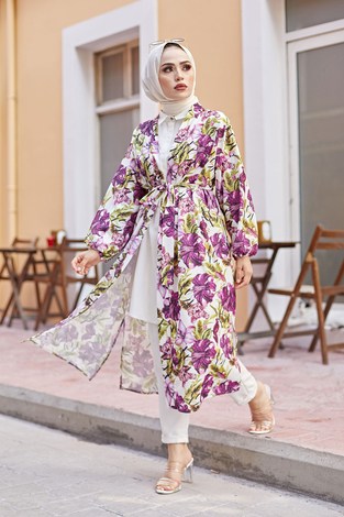 MDI Desenli Kimono 8293-3 - Thumbnail
