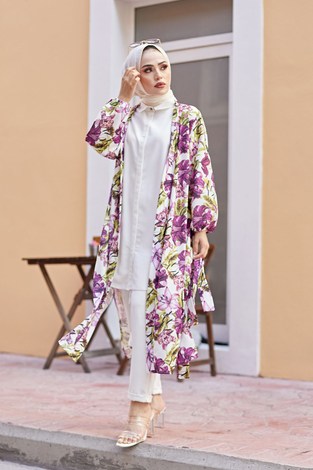MDI Desenli Kimono 8293-3 - Thumbnail