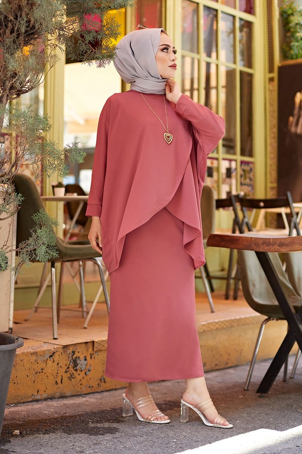 Etek Ve Tunik İkili Tesettür Kombin 5461-6 G.Kuru Etek Ve Tunik İkili Tesettür Kombin 5461-6 G.Kuru