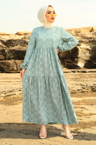 MDI Fisto Elbise 3959-5 Mint - Thumbnail