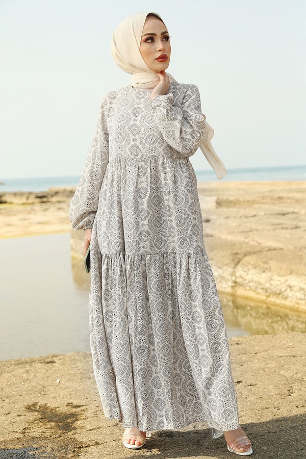 - MDI Fisto Elbise 3959-6 Beyaz