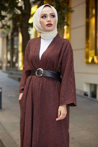 Kemerli Kap Kimono 10025-5 Gülk. - Thumbnail