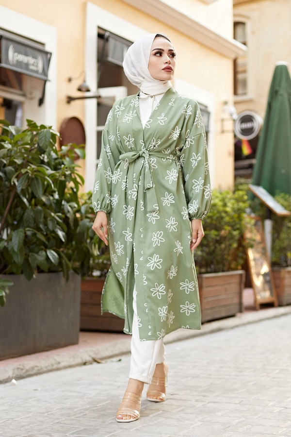 MDI Papatyalı Kimono 8946-2 Yeşil