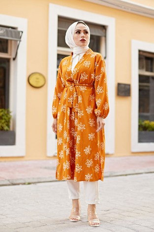 MDI Papatyalı Kimono 8946-4 Hardal - Thumbnail