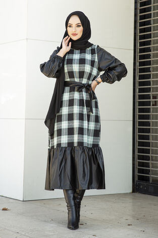 MDI Plaid Leather Dress 10065-2 Mint - Thumbnail
