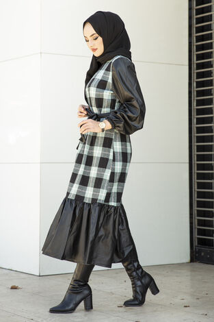 MDI Plaid Leather Dress 10065-2 Mint - Thumbnail
