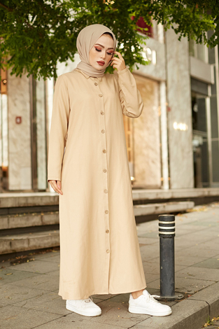 MDI Valensa Kemerli Elbise 7310-2 Camel - Thumbnail