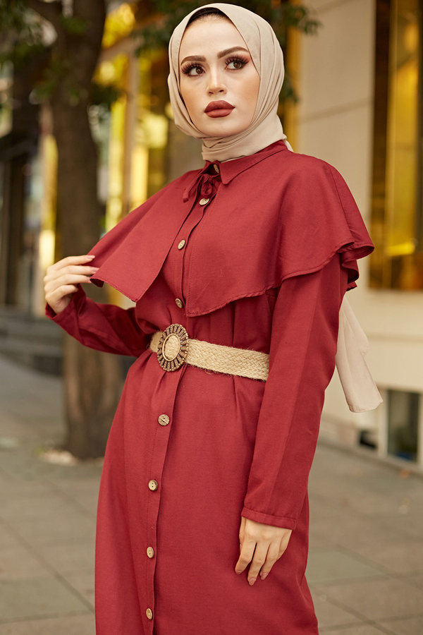  - MDI Valensa Kemerli Elbise 7310-3 Bordo (1)