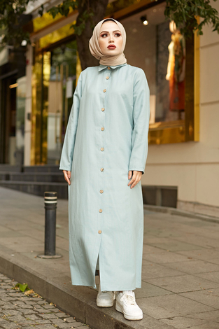 MDI Valensa Kemerli Elbise 7310-7 Mint - Thumbnail