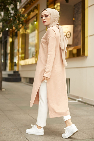 MDI Yanları Yırtmaçlı İpli Tunik 7315-3 Camel - Thumbnail