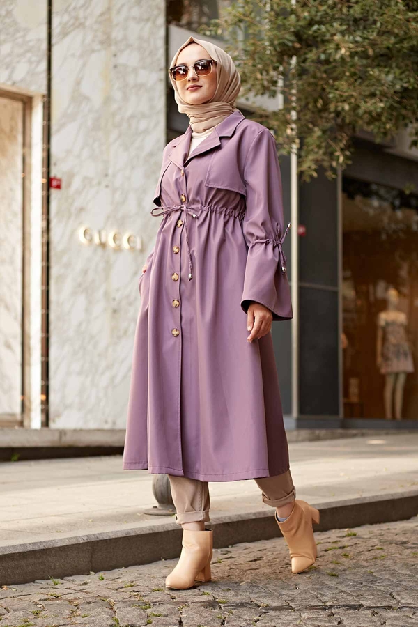 MDI TrenchCoat With Drawstring Sleeves 9982-10 Lilac 
