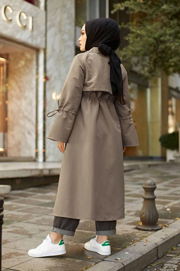 MDI TrenchCoat With Drawstring Sleeves 9982-11 Stone 