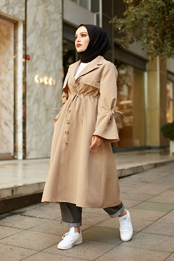 MDI TrenchCoat With Drawstring Sleeves 9982-4 Beige