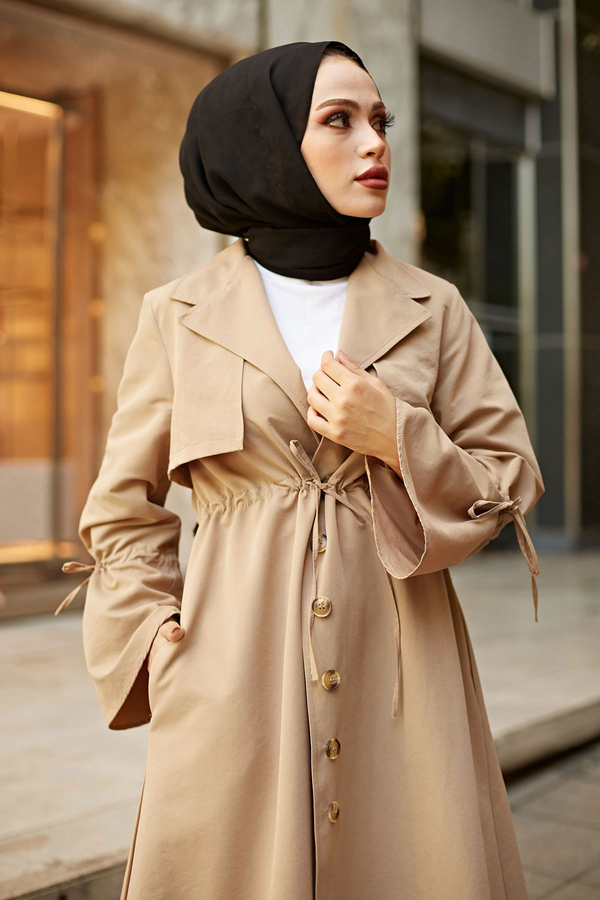 MDI TrenchCoat With Drawstring Sleeves 9982-4 Beige