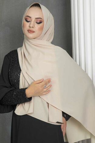 Medine İpeği Tesettür Şal Krem - Thumbnail