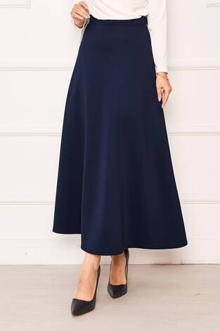 Mevlana Scuba Tesettür Etek Lacivert - Thumbnail