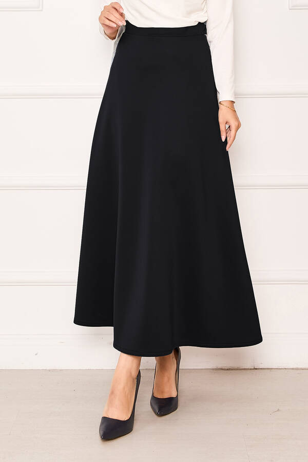 Mds - Mevlana Scuba Tesettür Etek Siyah (1)