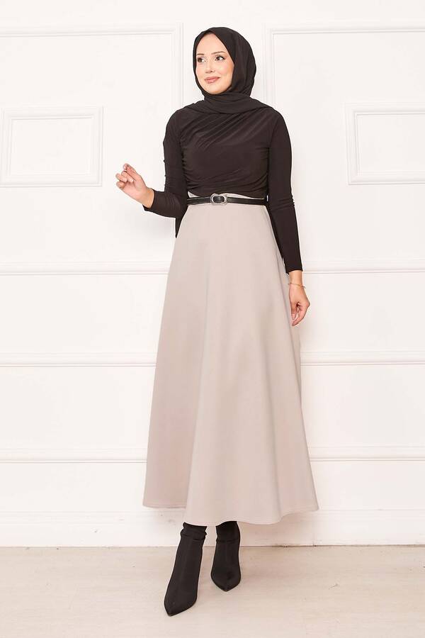 Mds - Mevlana Scuba Tesettür Etek Taş