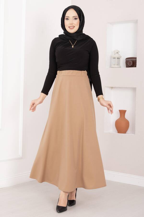 Mevlana Tesettür Etek Camel - 5