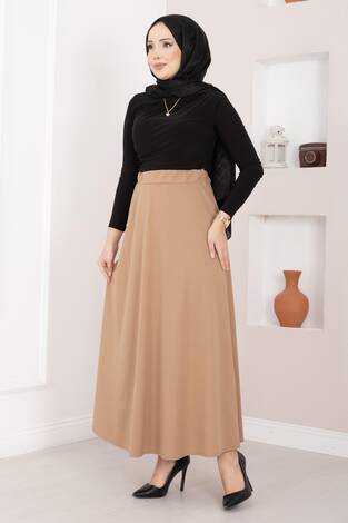 Mevlana Tesettür Etek Camel - Thumbnail