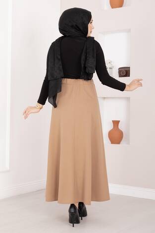 Mevlana Tesettür Etek Camel - Thumbnail