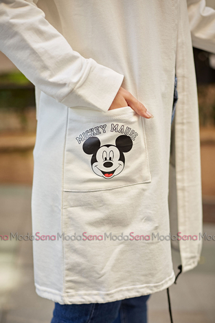 Mickey Mouse Baskılı Kap 8730-2 Beyaz - Thumbnail
