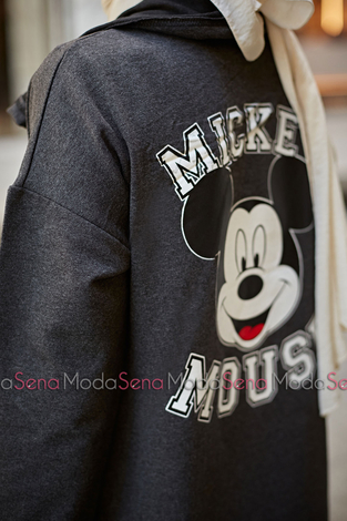 Mickey Mouse Baskılı Kap 8730-3 Antrasit - Thumbnail