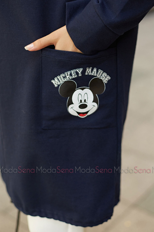Mickey Mouse Baskılı Kap 8730-4 Lacivert - Thumbnail