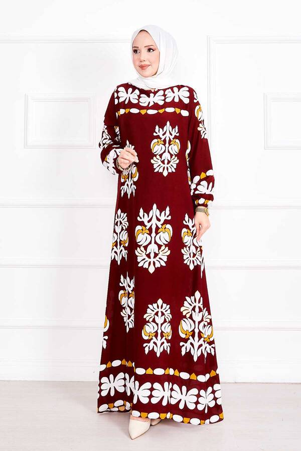 Zmr - Mina Desen Tesettür Elbise Bordo (1) Zmr - Mina Desen Tesettür Elbise Bordo (1)
