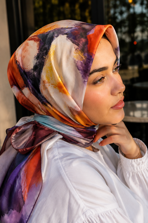 Eyş - Modern Floral Desen Eşarp Serisi Bordo