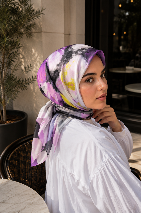 Eyş - Modern Floral Desen Eşarp Serisi Pembe