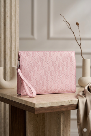 Monogram Desenli Portföy Çanta Pembe