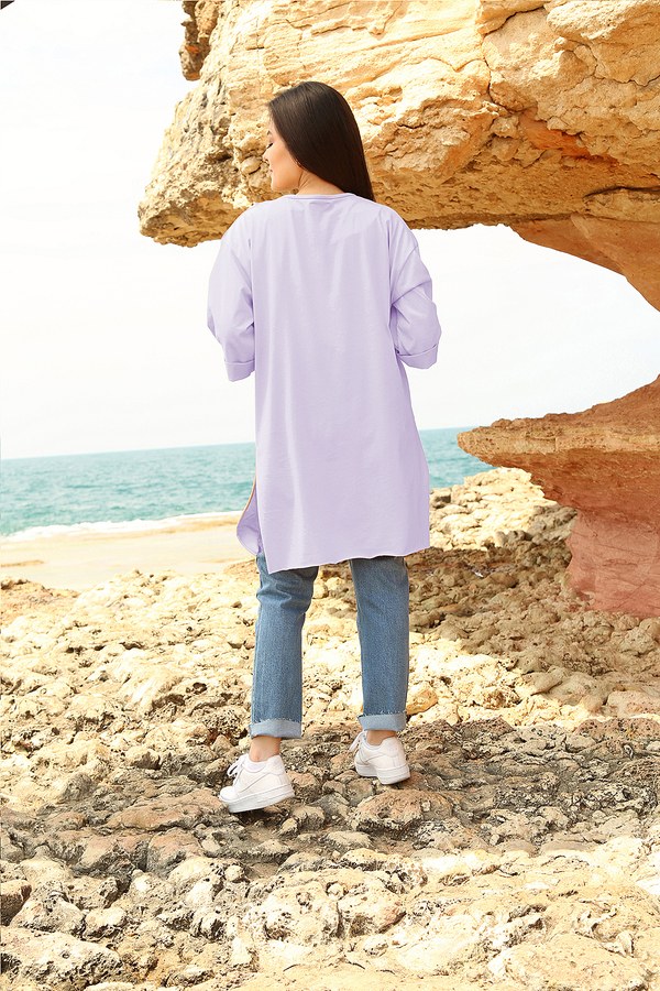  - Mood Baskılı T-shirt 2653-5 Lila (1)