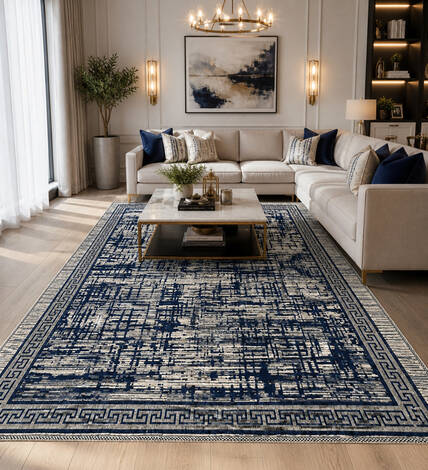 Mozaik Desen Kilim Mavi