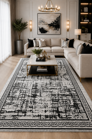 Mozaik Desen Kilim Siyah