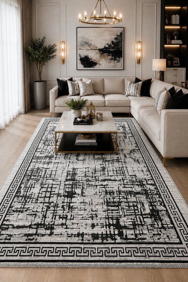Hby - Mozaik Desen Kilim Siyah