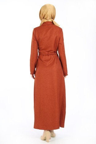 Nakış Detaylı Elbise 20105-15 taba - Thumbnail