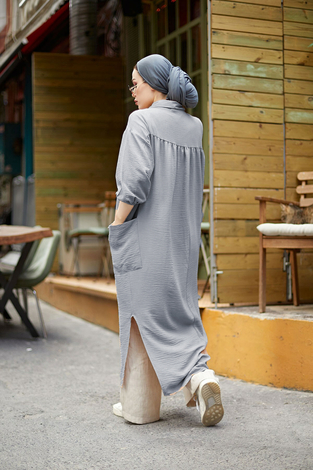 Naturel Tunik 100MD-5533 Gri - Thumbnail