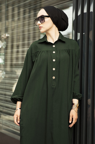 Naturel Tunik 100MD-5533 Haki - Thumbnail