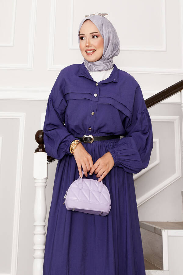 MD - Nervür Detay Balon Kol Etek Takım Mor (1) MD - Nervür Detay Balon Kol Etek Takım Mor (1)