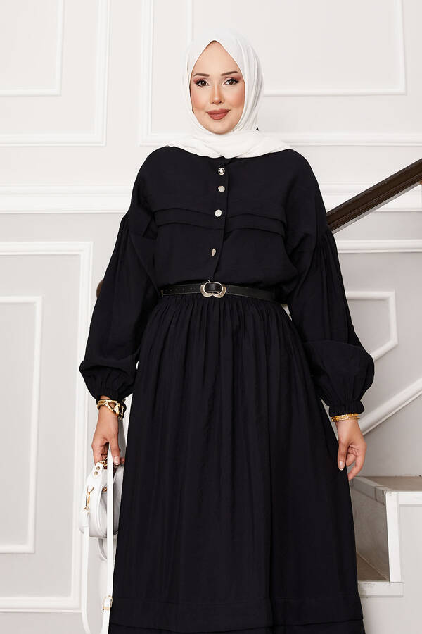 MD - Nervür Detay Balon Kol Etek Takım Siyah (1) MD - Nervür Detay Balon Kol Etek Takım Siyah (1)