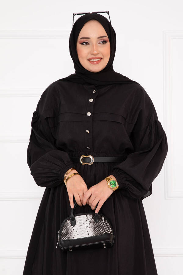 MD - Nervür Detaylı Etekli Tesettür Takım Siyah (1) MD - Nervür Detaylı Etekli Tesettür Takım Siyah (1)
